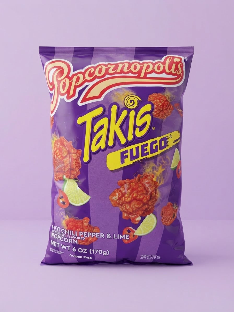 Popcornopolis Takis Fuego con sabor a chile y limón