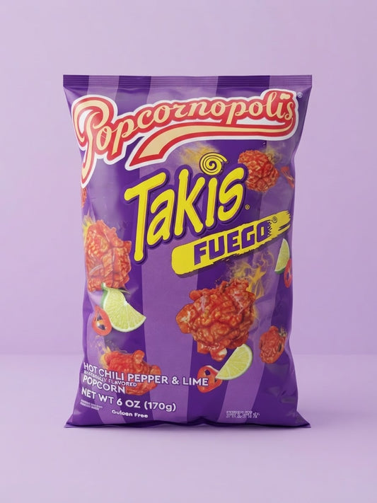 Popcornopolis Takis Fuego con sabor a chile y limón